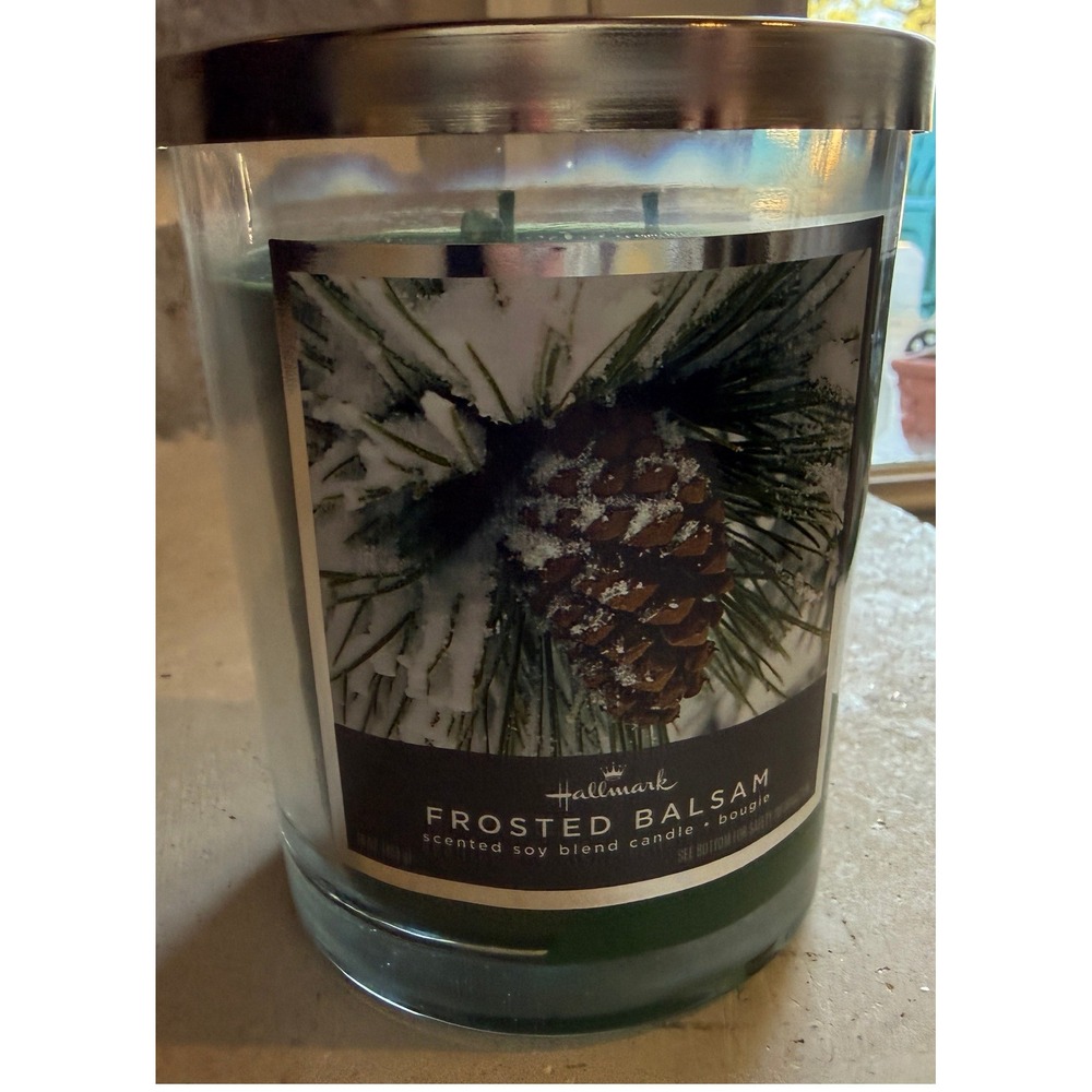 Hallmark Frosted Balsam Scented Soy Blend Candle 3 Lead Free Wicks Large